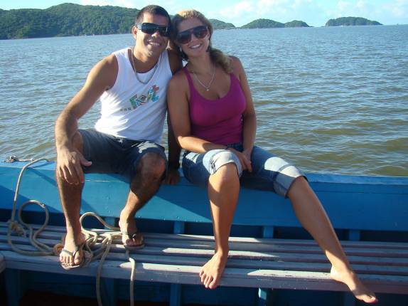 Na barca, com o amigo André Na barca, com o amigo André