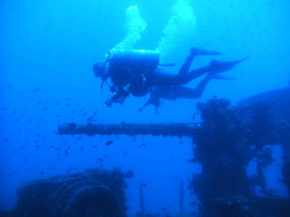 Nadando sobre o canhão da Corveta em Fernando de Noronha - PE Nadando sobre o canhão da Corveta em Fernando de Noronha - PE