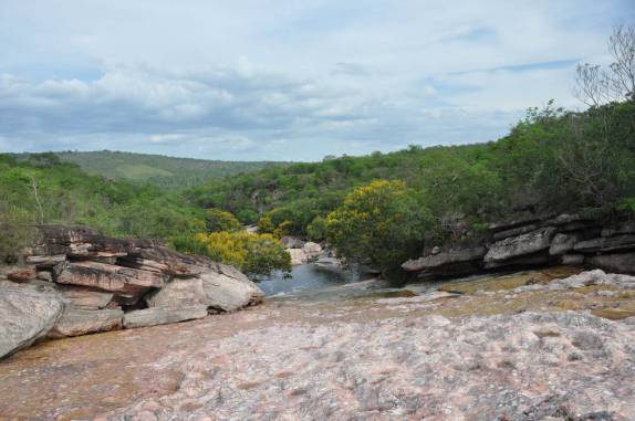 O escorregador do Ribeirão do Meio visto de cima, em Lençóis, na Chapada Diamantina - BA O escorregador do Ribeirão do Meio visto de cima, em Lençóis, na Chapada Diamantina - BA