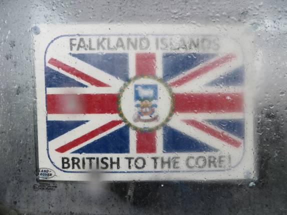 Propaganda pró-britânica em Port Stanley, a capital de Falkland Propaganda pró-britânica em Port Stanley, a capital de Falkland