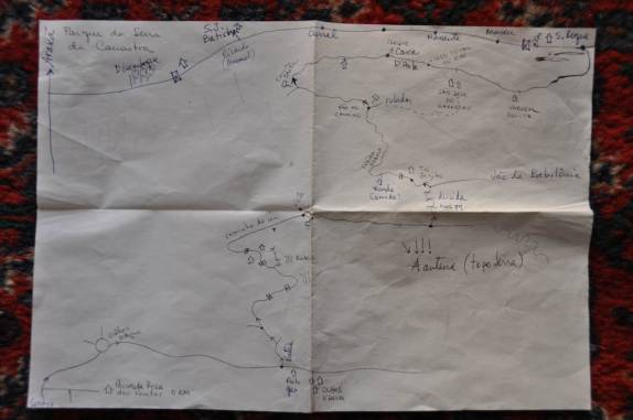 Um dos mapas que a Mariângela fez para gente. Esse é o do último dia, da travessia da Serra da Canastra Um dos mapas que a Mariângela fez para gente. Esse é o do último dia, da travessia da Serra da Canastra