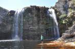 Cachoeira do Bicame vista por baixo, na Lapinha, região da Serra do Cipó - MG