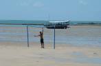 Campo de futebol na maré baixa, em Moreré, na Ilha de Boipeba - BA