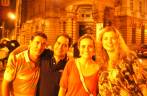 Com o Daniels, Metralha e Ana em frente a Bolsa do Café, na night do centro histórico de Santos - SP
