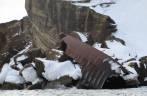 Destroços de um antigo barco baleeiro em Deception Island, na Antártida