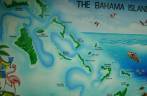 Mapa das Bahamas, pintado em parede do aeroporto de Nassau