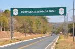 Placa indicatica da Estrada Real, na Serra do Cipó - MG