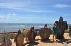 Representação de tartarugas em tamanho natural, no Projeto Tamar, na Praia do Forte - BA
