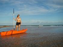 Encontro do rio com o mar na praia de Tabatinga, em Jacumã, distrito de Conde - PB
