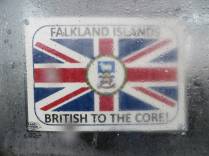 Propaganda pró-britânica em Port Stanley, a capital de Falkland