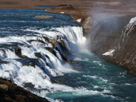A majestosa Gullfoss, uma das principais atrações do Golden Circle, na Islândia