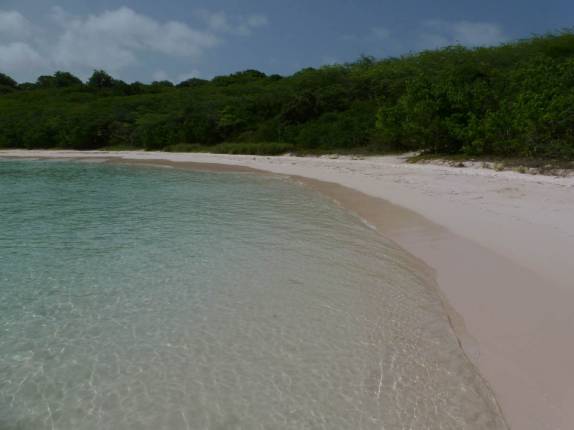 A maravilhosa praia de Half Moon Bay, na costa sudeste de Antígua, no Caribe A maravilhosa praia de Half Moon Bay, na costa sudeste de Antígua, no Caribe