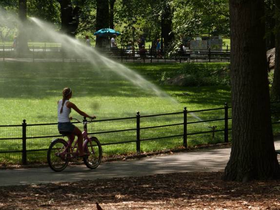 Aproveitando o dia de sol no Central Park, em Nova Iorque, nos Estados Unidos