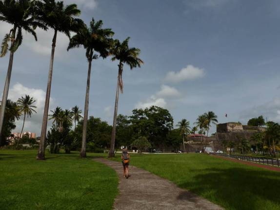 Atravessando o parque La Savane, o principal de Fort-de-France, capital da Martinica Atravessando o parque La Savane, o principal de Fort-de-France, capital da Martinica