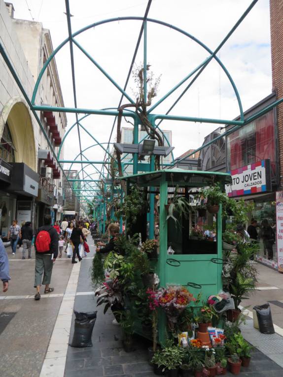 Caminhando em rua comercial de Córdoba, na Argentina