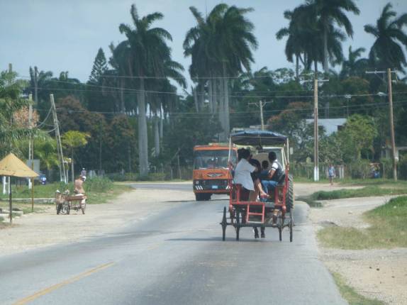 Charretes de passageiros, visão comum nas estradas de Cuba (viagem entre Trinidad e Camaguey) Charretes de passageiros, visão comum nas estradas de Cuba (viagem entre Trinidad e Camaguey)