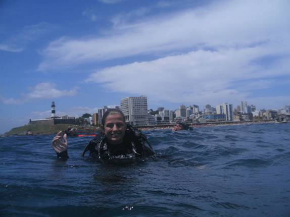 Final de mergulho, ao lado do Farol da Barra, em Salvador - BA