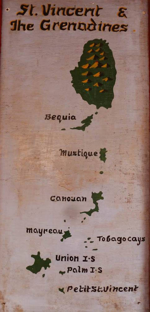Mapa estilizado de São Vicente e Granadinas, no Caribe Mapa estilizado de São Vicente e Granadinas, no Caribe