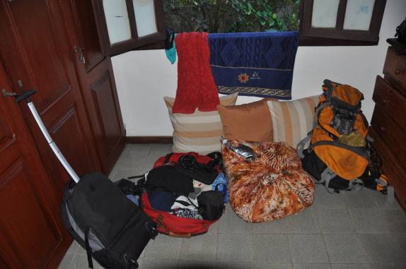 Nossas mochilas e equipamentos, em Salvador - BA