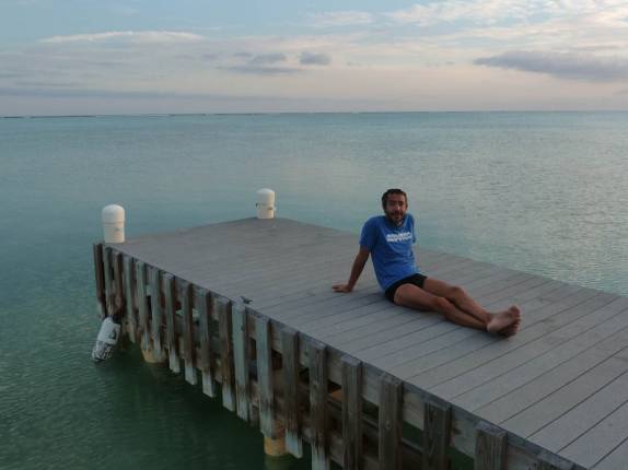 Nosso primeiro entardecer em Little Cayman, no pier da pousada Sunset Cove Nosso primeiro entardecer em Little Cayman, no pier da pousada Sunset Cove
