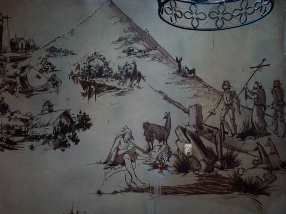 Painel com cenas importantes da história de Potosí no restaurante El Mesón (Bolívia) Painel com cenas importantes da história de Potosí no restaurante El Mesón (Bolívia)