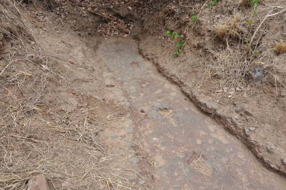 Pegadas de dinossauros, no Vale dos Dinossauros, em Sousa - PB