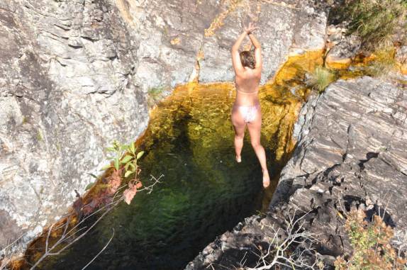 Poço no rio da Cachoeira Solitária na região do Paraíso Selvagem em Delfinópolis - MG