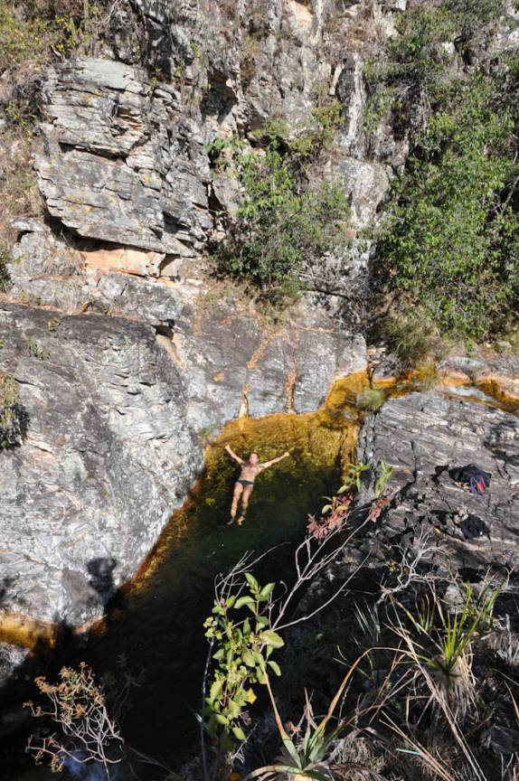 Poço no rio da Cachoeira Solitária na região do Paraíso Selvagem em Delfinópolis - MG