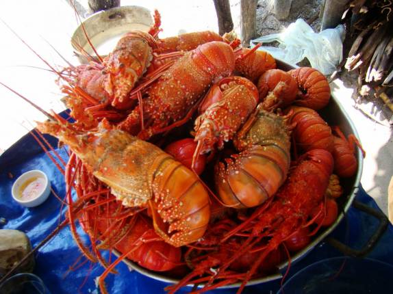 Prato de lagostas, na Ilha de Boipeba - BA Prato de lagostas, na Ilha de Boipeba - BA