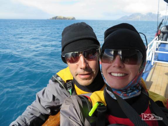Prontos para estrear nossos caiaques, em Prion Island, na Geórgia do Sul
