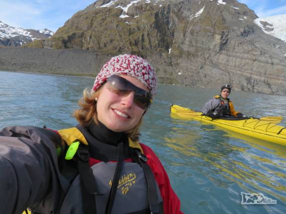 Uma selfie fazendo caiaque em Gold Harbour, na Geórgia do Sul Uma selfie fazendo caiaque em Gold Harbour, na Geórgia do Sul
