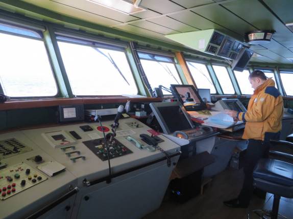Visita à ponte de comando do Sea Spirit, no trecho entre Buenos Aires e as Ilhas Malvinas