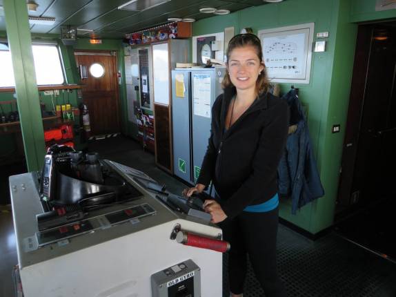 Visitando a ponte de comando do Sea Spirit, no trecho entre Buenos Aires e as Ilhas Malvinas
